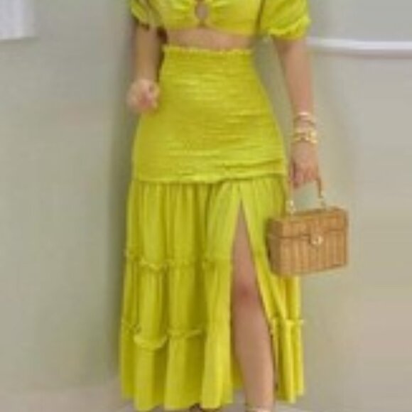 Yello Smocked Two-Piece Skirt Set - Picture 2 of 2